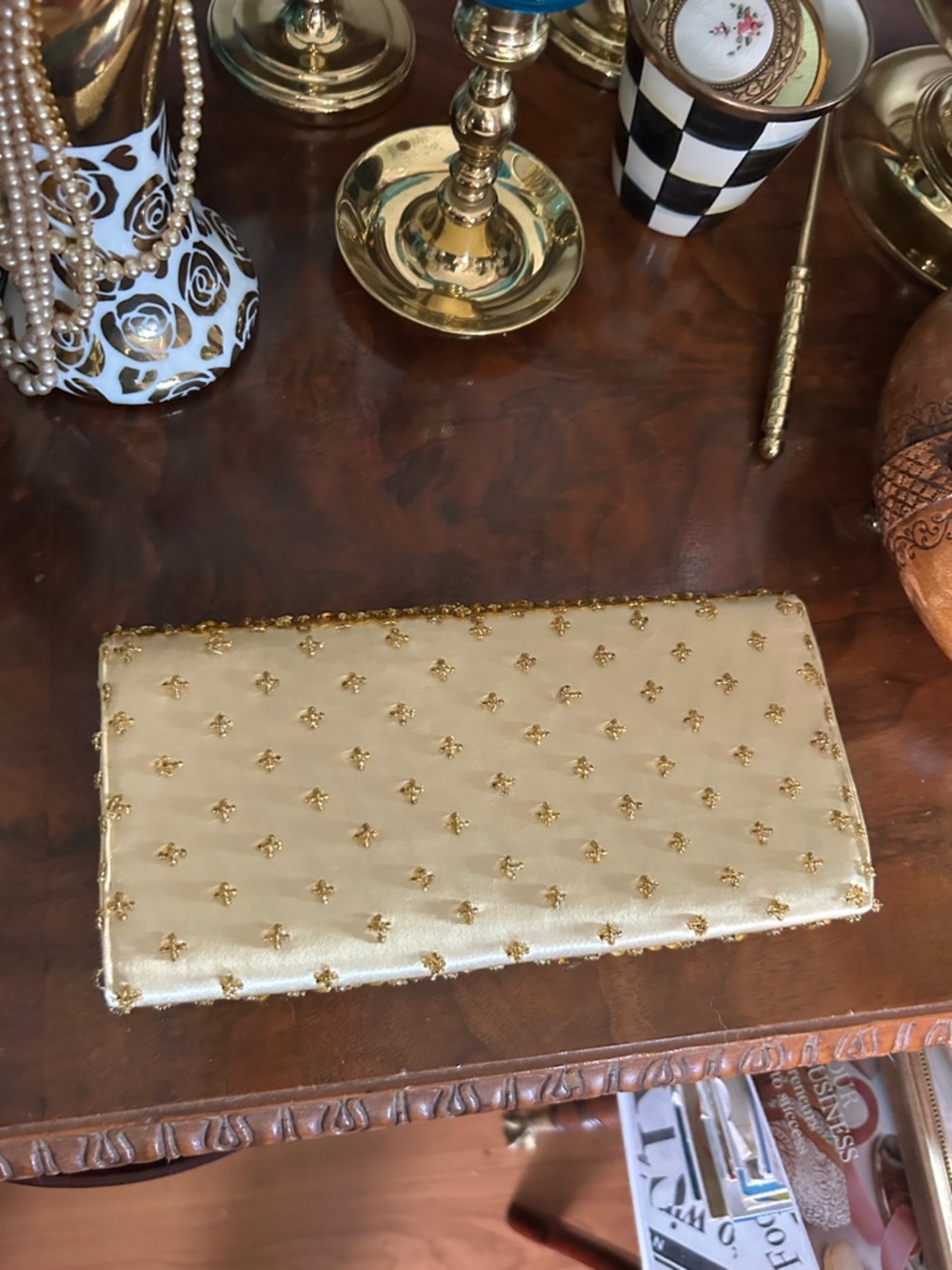 Vintage Gold Sequin & Beaded Embellished Evening Clutch - Picture 3 of 8